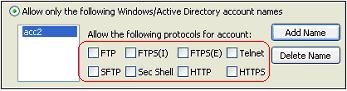 Allowing Window/Active Directory Account Protocols