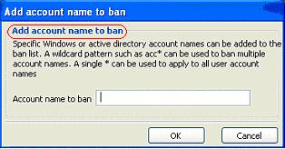 Add Account Name to Ban