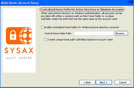 Centralized Home Paths for Active Directory or Windows Accounts
