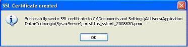 SSL Certificate Created