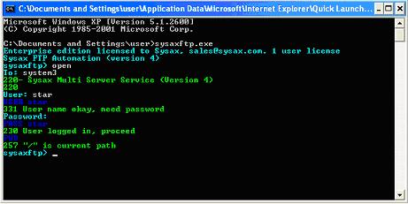 Sysaxftp Dos command Window