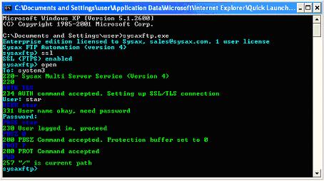 Sysaxftp Dos command Window