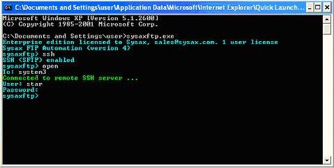 Sysaxftp Dos command Window
