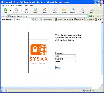 Login the Sysax Multi Server Administration Interface