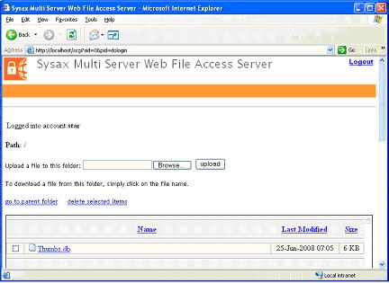 Sysax Multi Server Web File Access Server