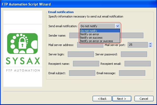 Email notification for uploading