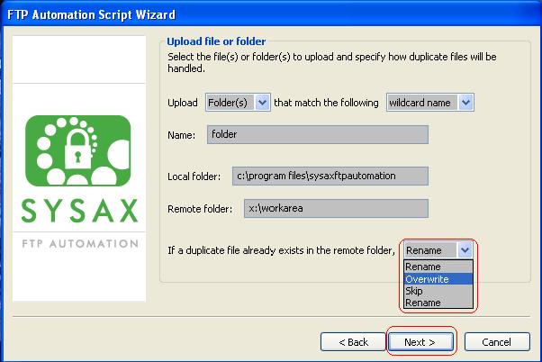 Enter the folder name for uploading