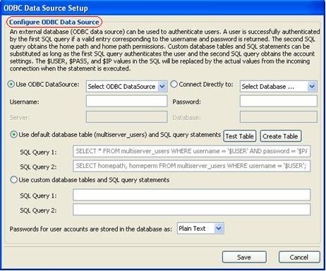 Configure ODBC Data Source