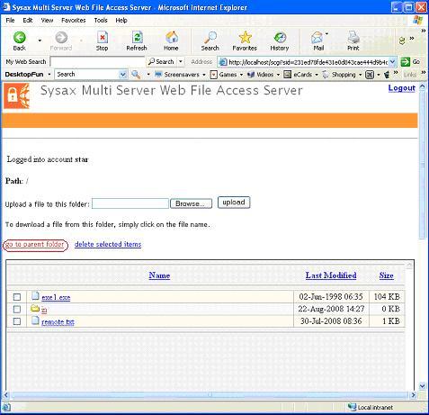 Example of go to parent folder link