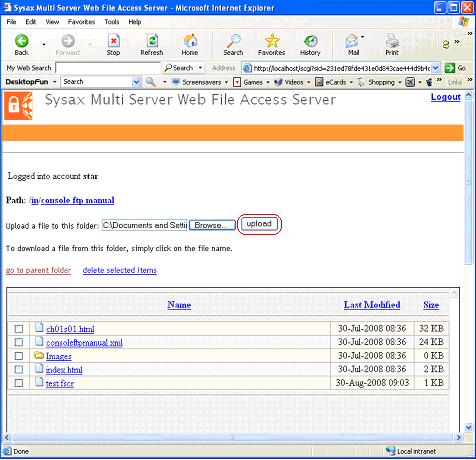 Example of upload link
