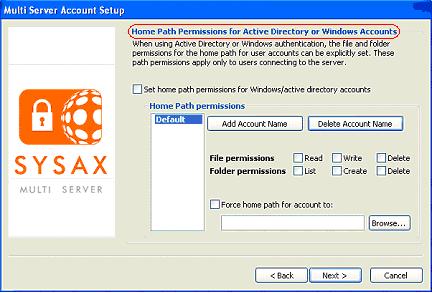 Home Path Permissions for Active Directory or Windows Accounts