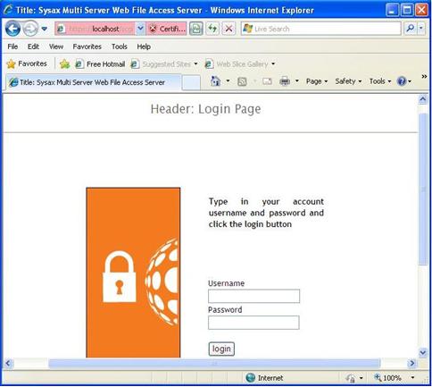 Login page of HTTPS File Transfer Interface