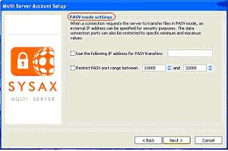 PASV mode settings