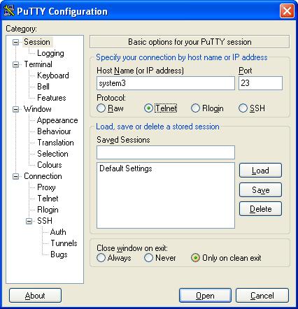 Putty Configuration
