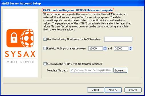 Restrict PASV Mode Settings and HTTP/S File Server Template