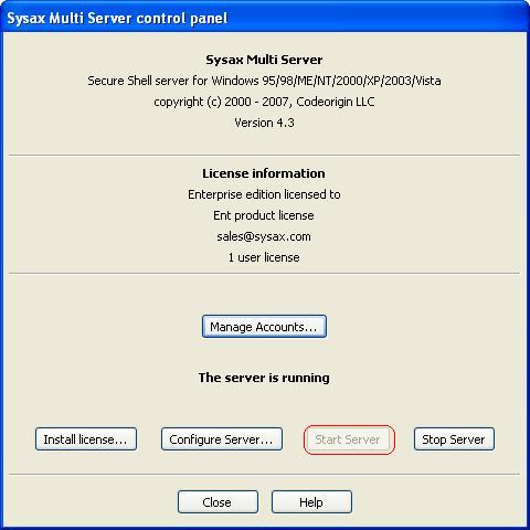 Sysax Multi Server control panel