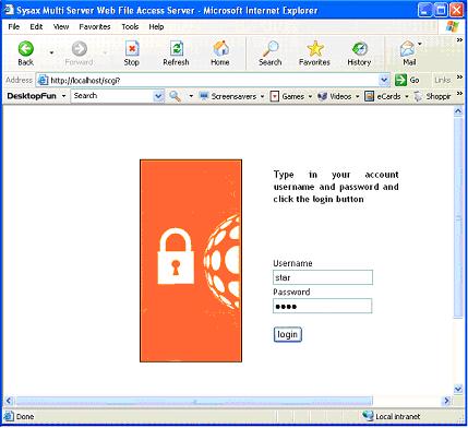 Login the Sysax Multi Server Web File Access Server