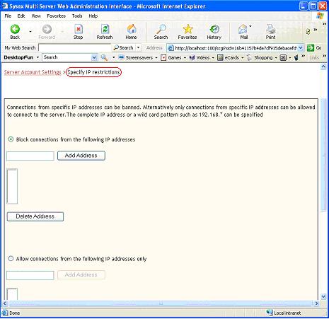 Specifying IP Restrictions