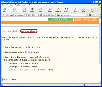 User account selection
